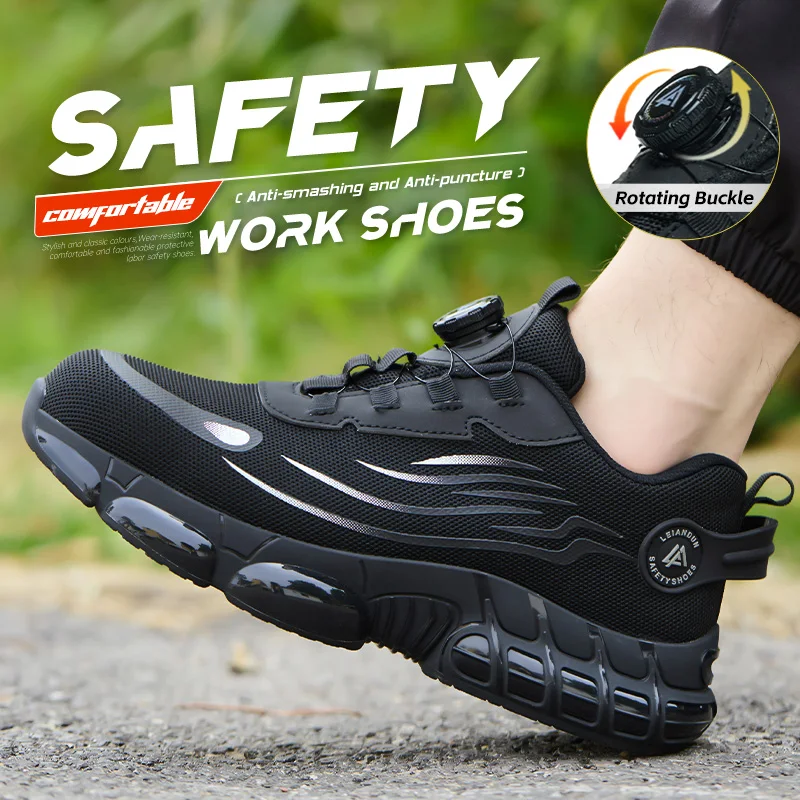 

LEIANDUN Men's Work Shoes With Steel Toe And Kevlar, Breathable, Comfortable, Anti Smash And Anti Puncture Safety Shoes