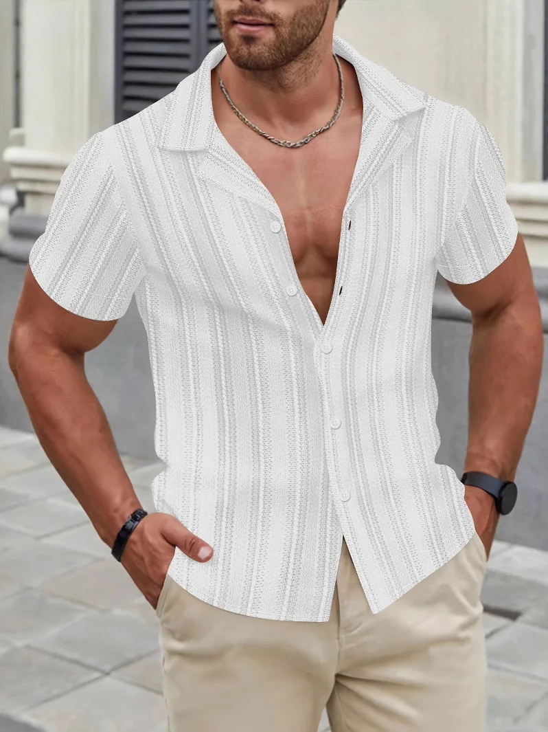 

Men's Stand Fit Button up ort Sve irt Skin-Friendly Breathable Polyester Casual Sle Cuban Collar Summer irt
