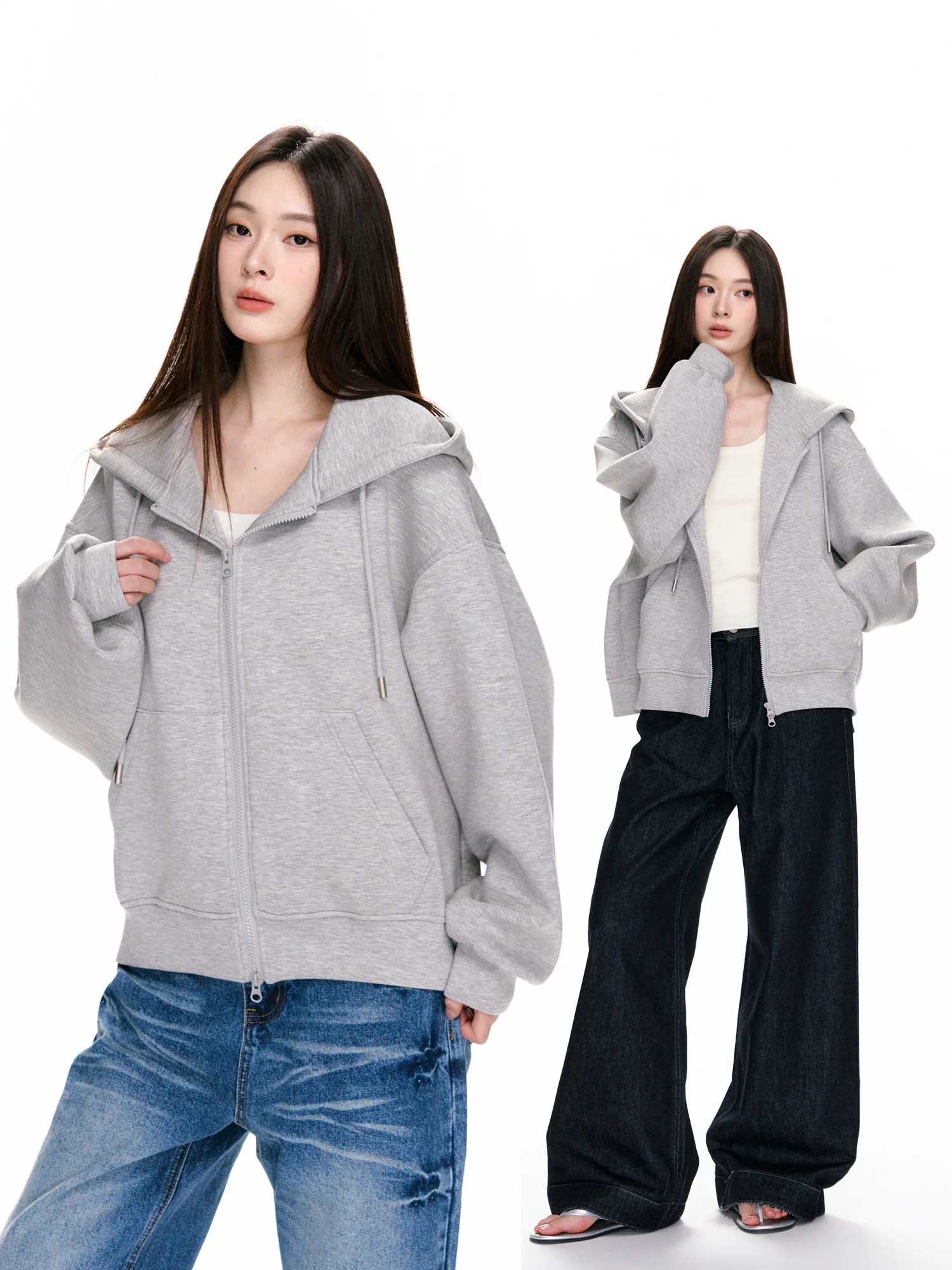 

Толстовка Nikoq ey с капюшоном, женская свободная куртка с длинными рукавами на молнии, повседневная удобная стильная осенняя верхняя одежда