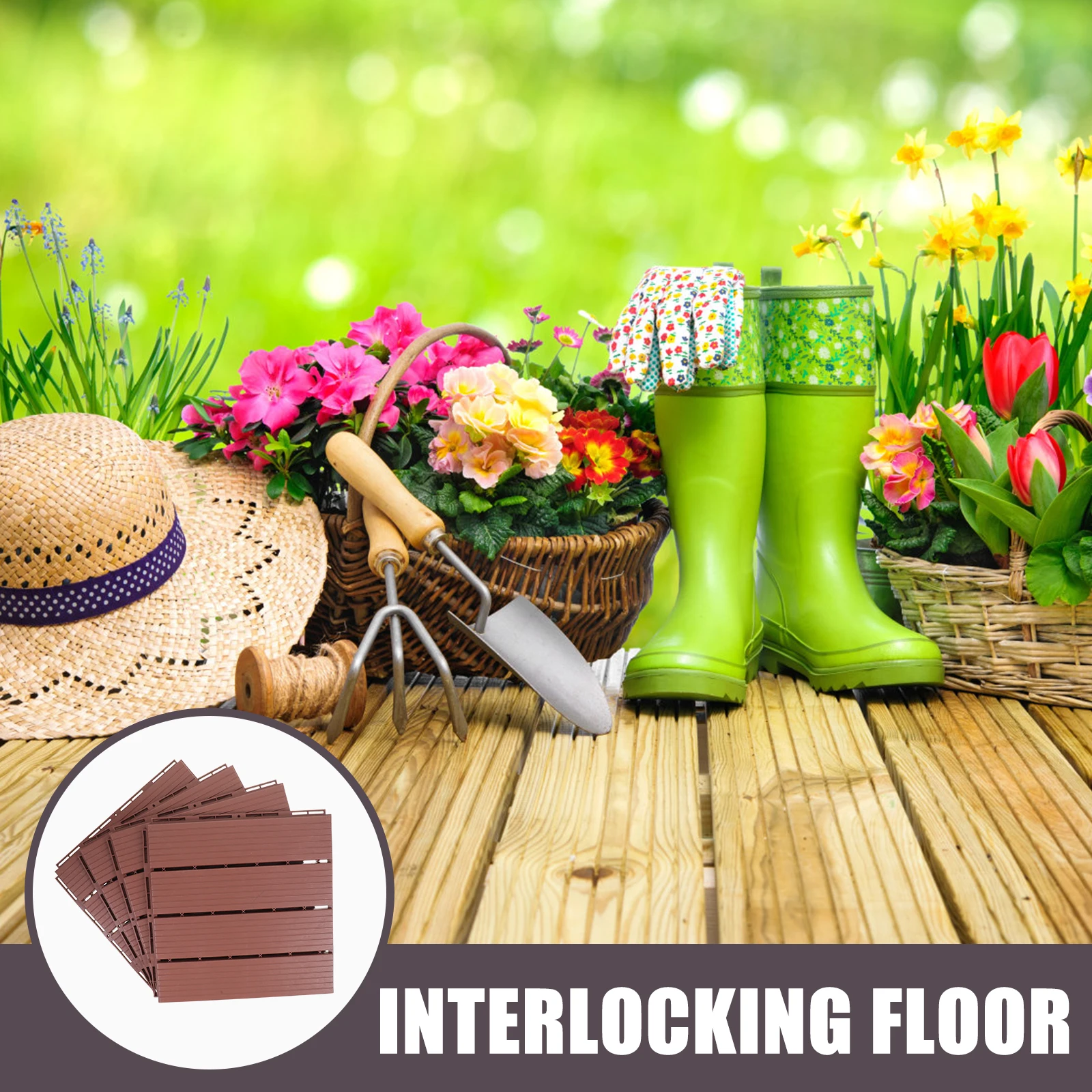 

4 Pcs Outdoor Balcony Assembled Floor Deck Decorations for Apartment Interlocking Tile