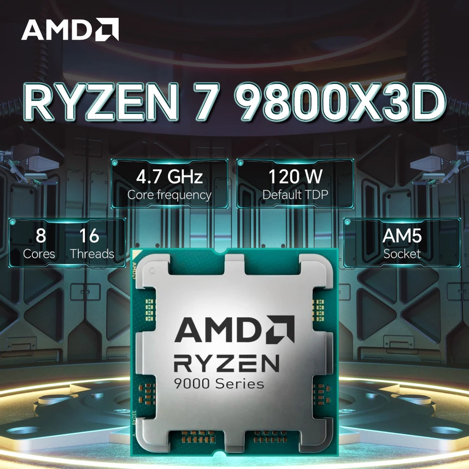 AMD Ryzen 7 9800X3D 8-Core 16-Thread CPU AM5 120W