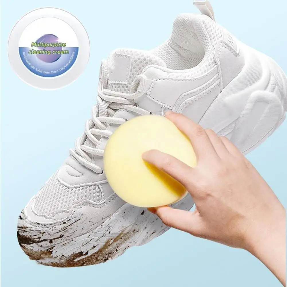 Shoe Cream White Shoe Paste Cream Set with Sponge for Sneaker Polish Stain Removal Multifunctional Trainers Cleaner Kit Quick