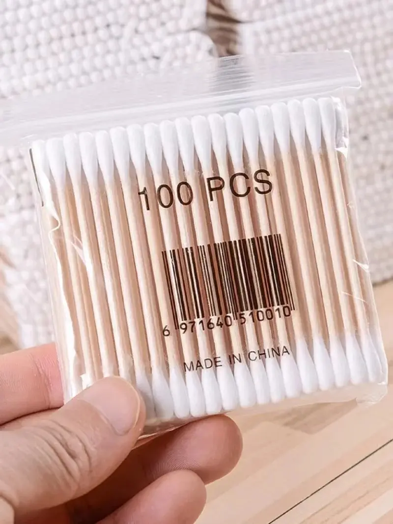 100pcs Per Pack, 5 Packs, Double-ended Cotton Swabs, Baby Cotton Swabs, Ear Cleaning Sticks, Healthy Cleaning Tools