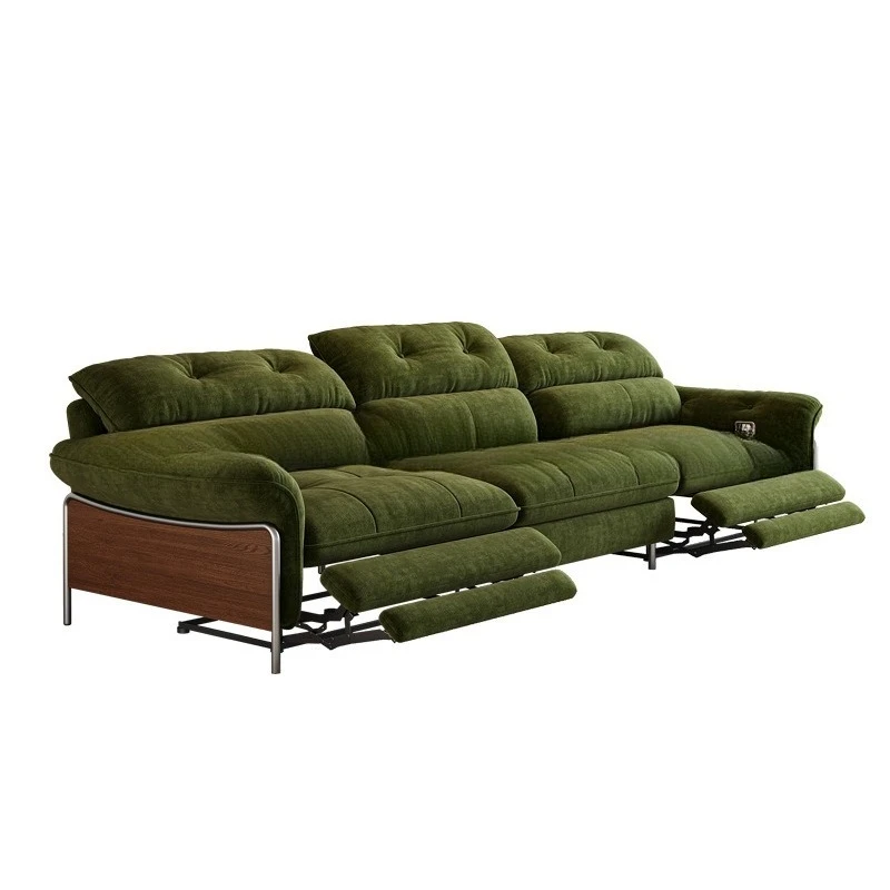 Italian minimalist electric multi-functional chenille velvet fabric sofa, living room straight row small apartment medium