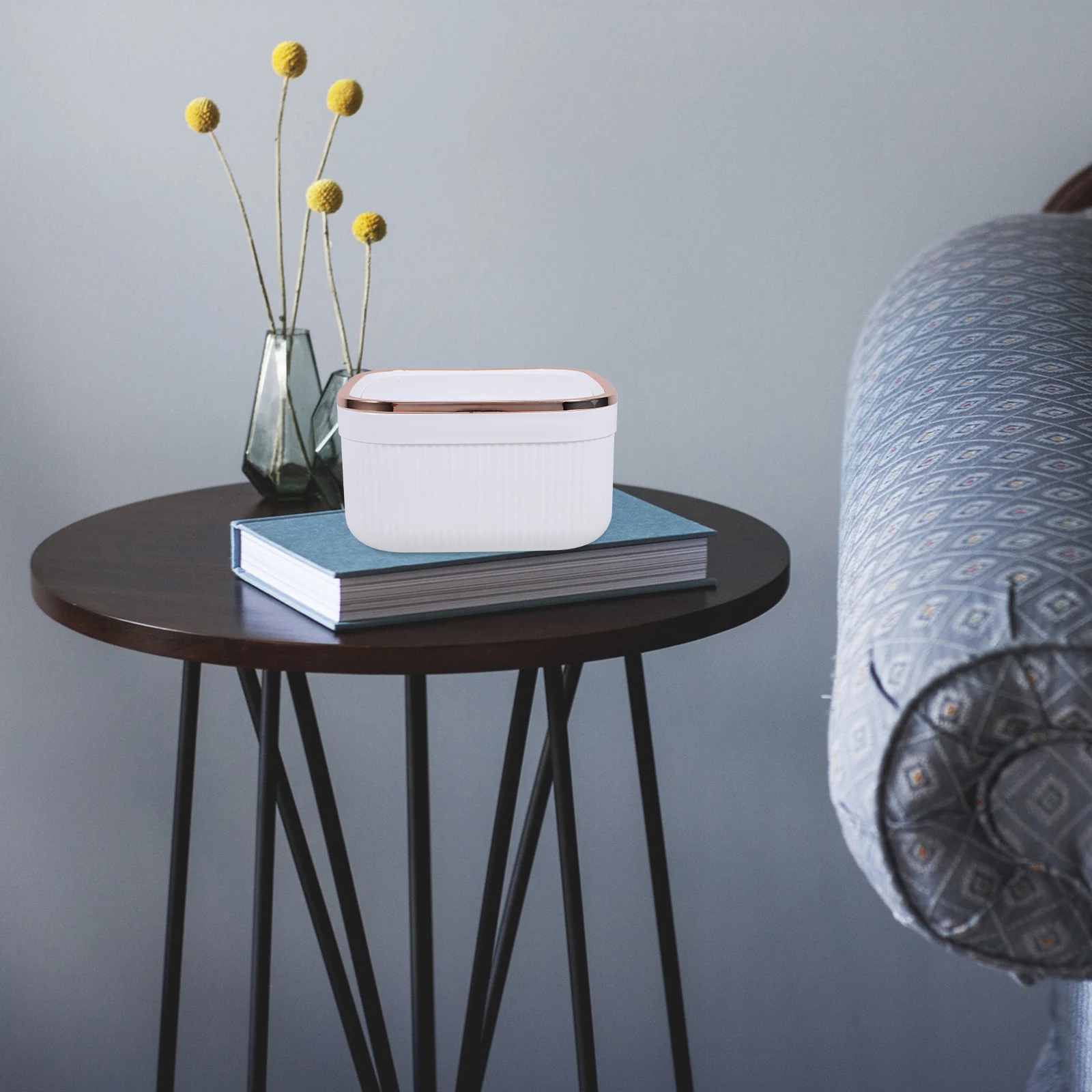 

Stylish Mini Garbage Bin Press Top Cover Design Small Trash Can for Table Desk Bedroom Bathroom Multi-Function Use