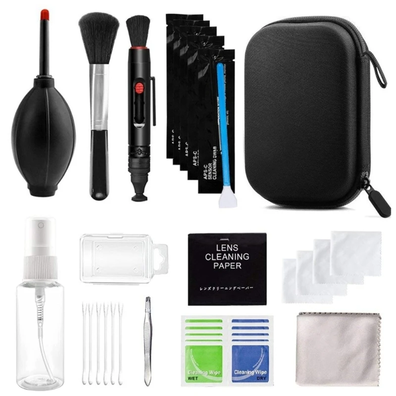 Professional DSLR Camera Cleaning 29-in-1 Camera Cleaner Set Cleaning Swabs Cleaning Pen Dust Blower for Sensor Lens 448F