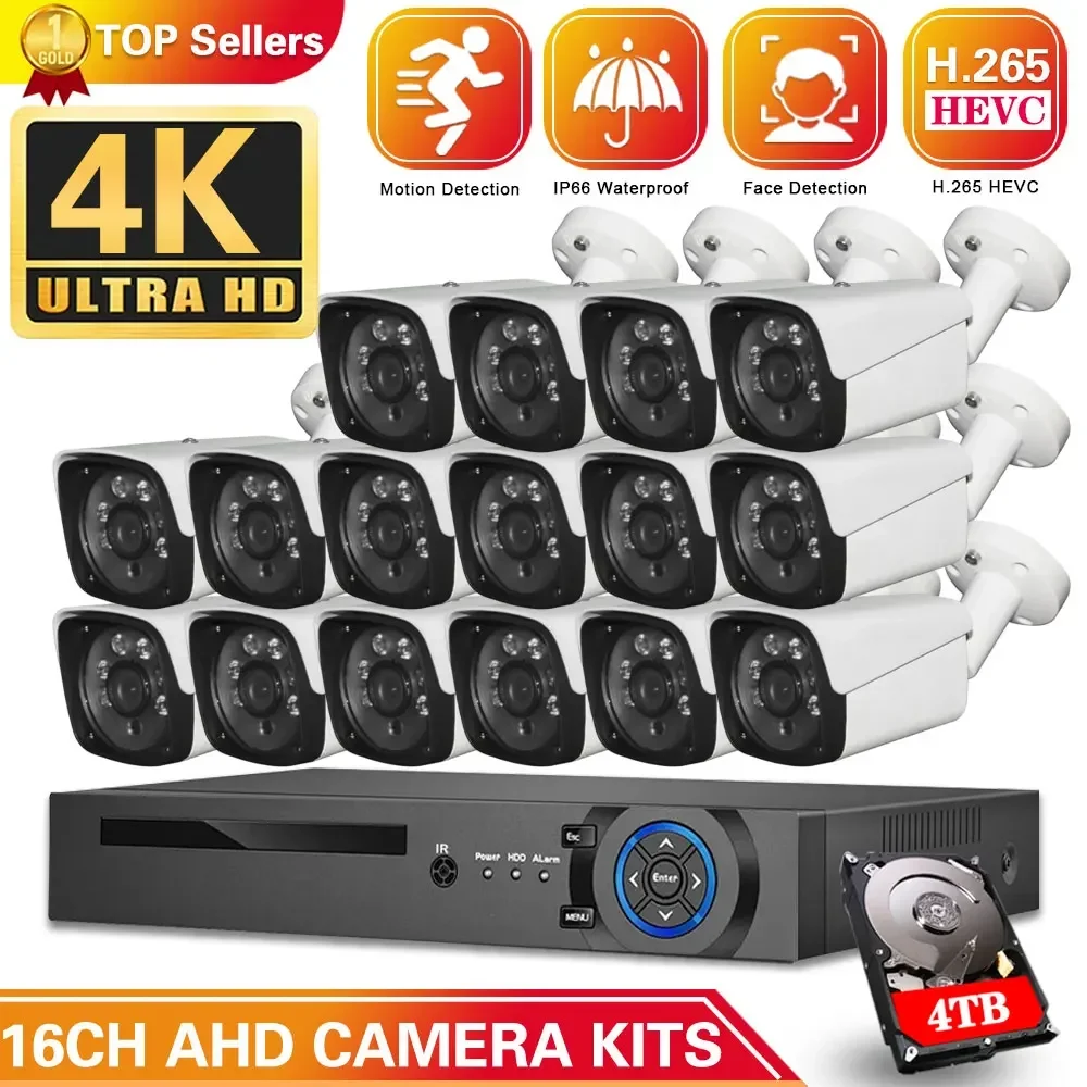 

Overscam H.265 AHD 8MP Outdoor Security Bullet Camera 16CH AHD HD 4K Face Detection DVR System Video Surveillance Set 8CH