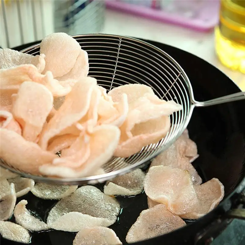 Oval Skimmer Stainless Steel Filter Mesh Oil Pot Food Filter Cookware Colander Fried Filter Kitchen Strainer Baking Cooking Tool view 3