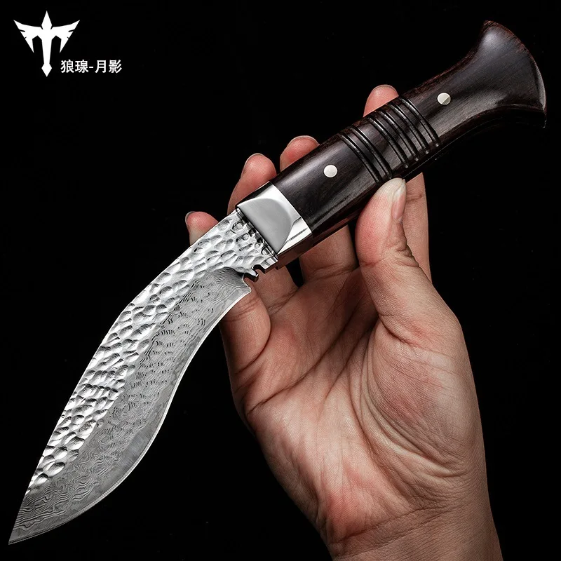 

Wolf Survival knife Outdoor camping self-defense tactics Straight knife Swiss Damascus steel knife