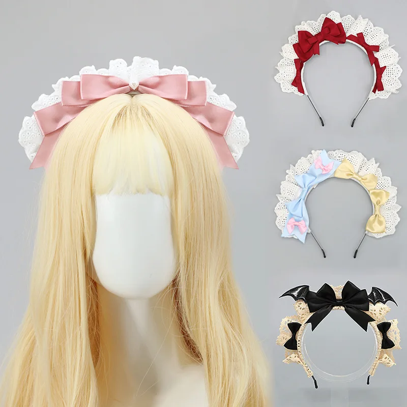 Maid Bowknot Lace Cosplay Headwear Woman Sweet Lolita Decoration Headdress Comic-con Dress Up Headband Party Costume Accessories