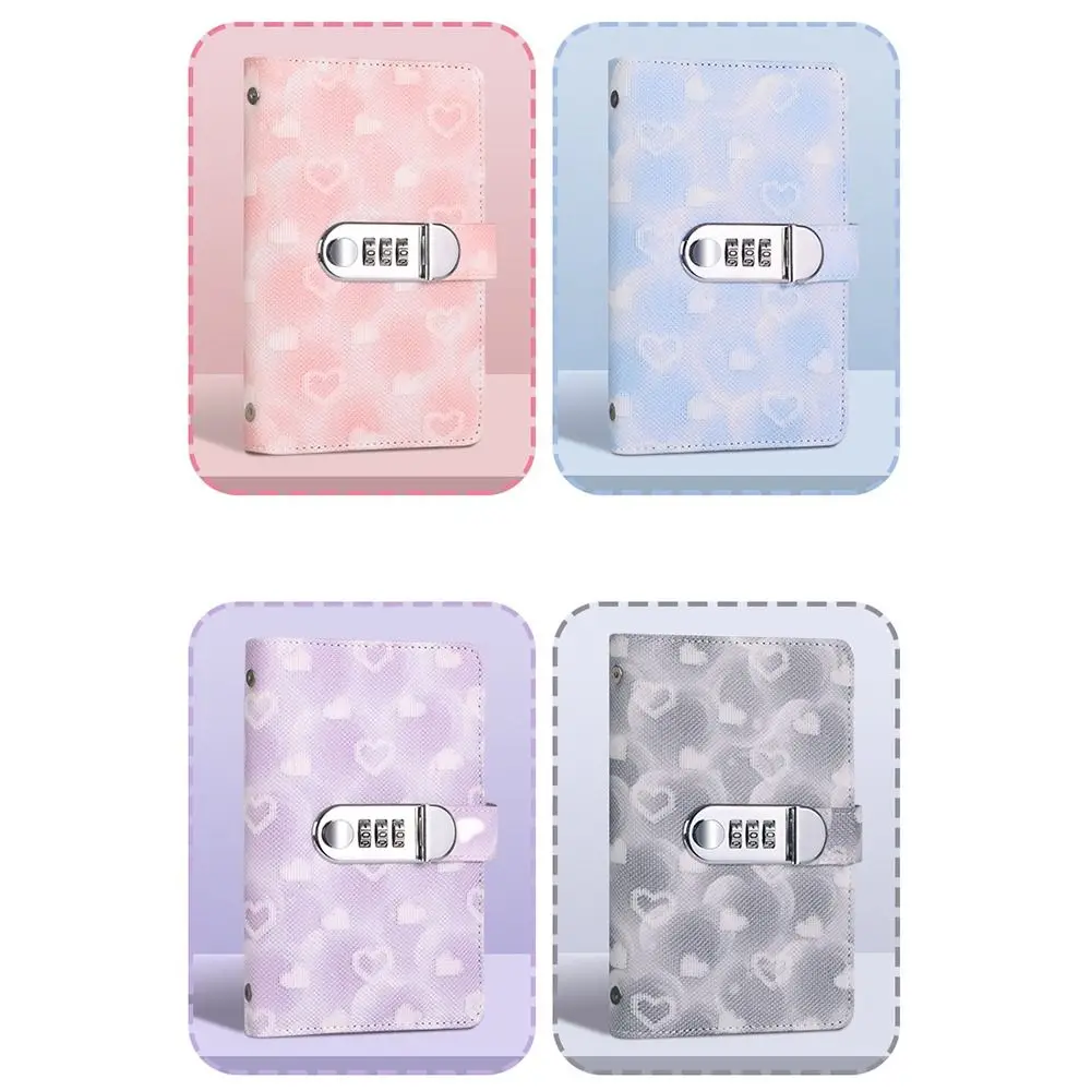 Password Lock Cash Savings Book Waterproof Design Heart Print Savings Wallet Notebook 100 Banknotes PU Leather