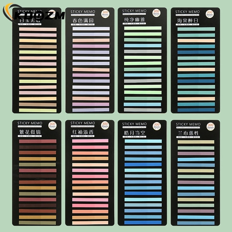 300Sheets Translucent Rainbow Color Index Sticky Notes Paper Sticker Notepad Bookmark School Supplies Kawaii Stationery Gifts
