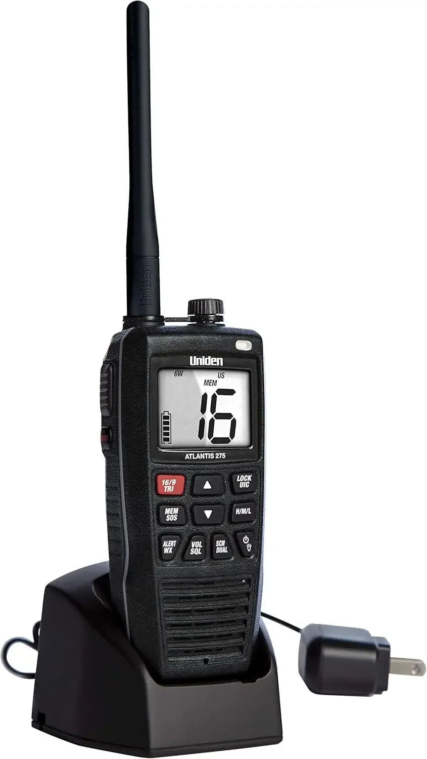 Atlantis 275 Handheld Two-Way VHF Marine Radio, Floating IPX8 Submersible Waterproof, Large Dual-Color Screen, 6-Watt, All USA/I