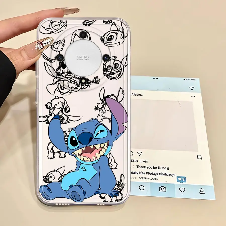 Clear Cover Case for Honor X8a X7b X9a X9b 90 Lite X8 X8b Disney Stitch Cute