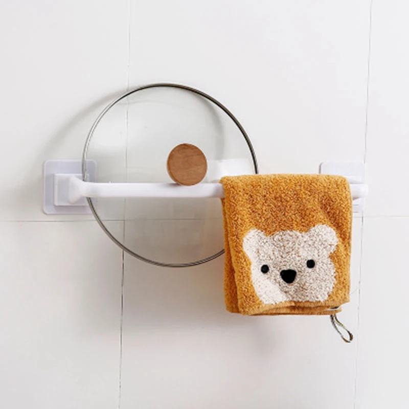 Self Adhesive Towel Holder Towel Rack Bathroom Towel Hanger Wall-Mounted Towel Bar Kitchen Rag Dishcloth Clip Towel Organizer