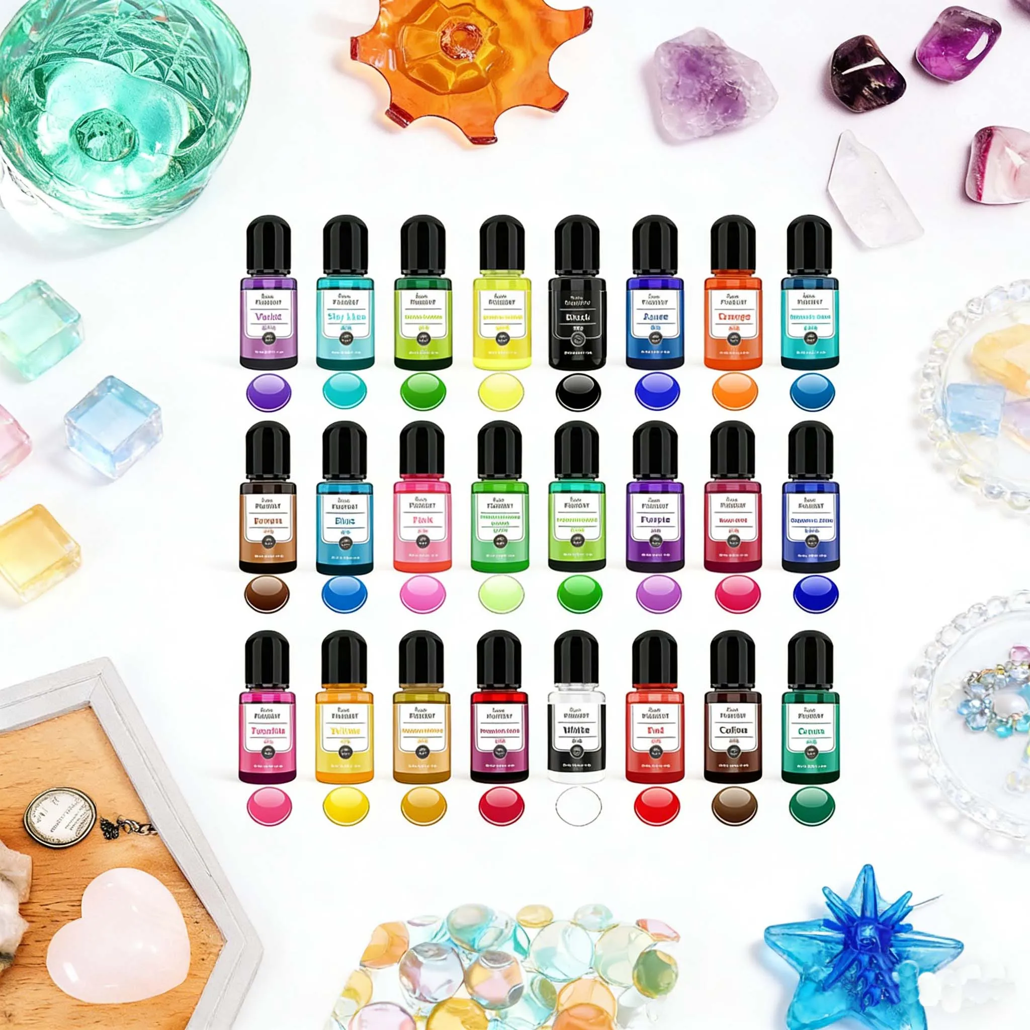 24 Colors 10ml/Bottle DIY Epoxy Resin Concentrated Crystal Gel Drop Toner For Silicone Mold Crafts Jewelry Dyeing Resin Pigment