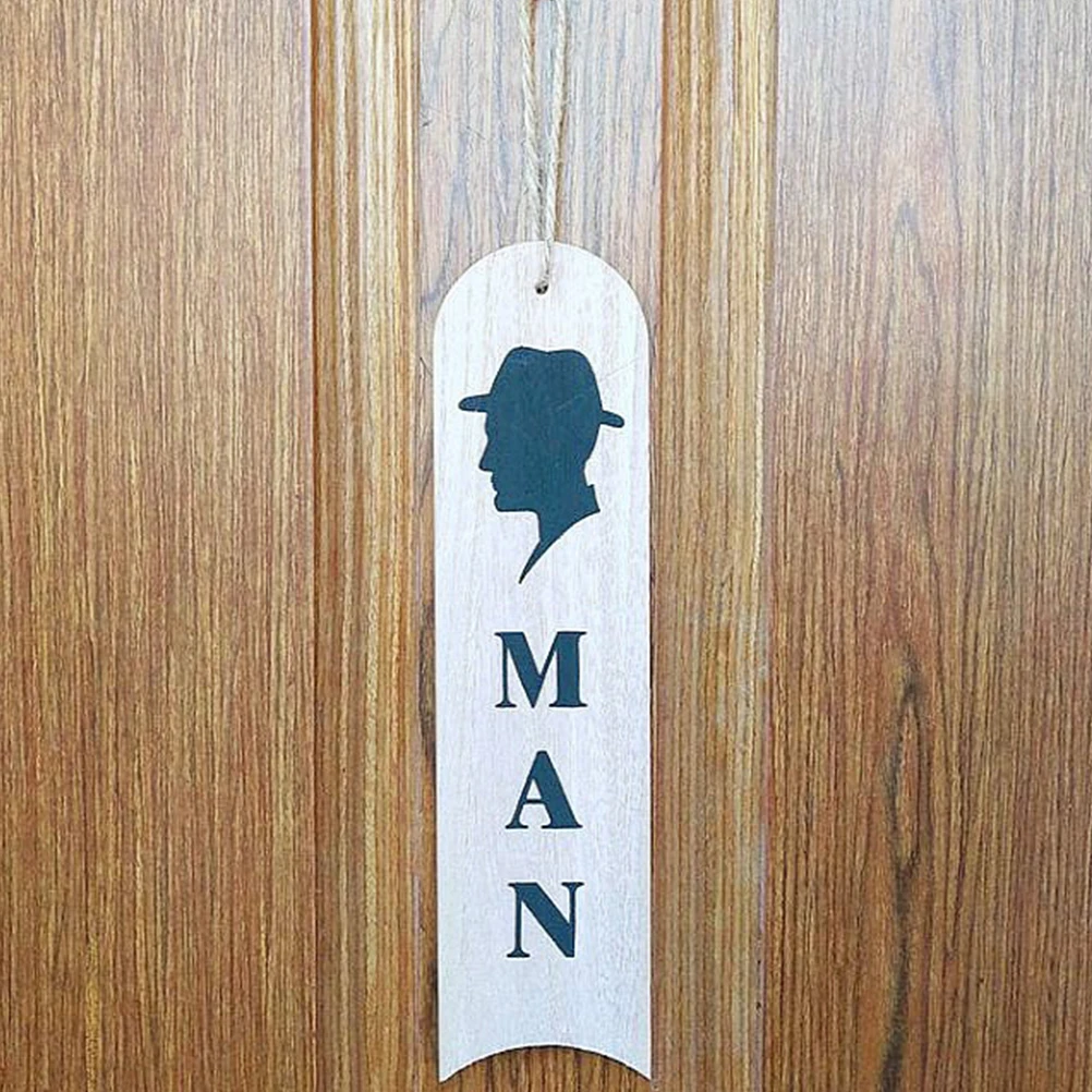 

2 PCS Wooden Sign Decoration Toilet Number Women and Bamboo Restroom Man Washroom