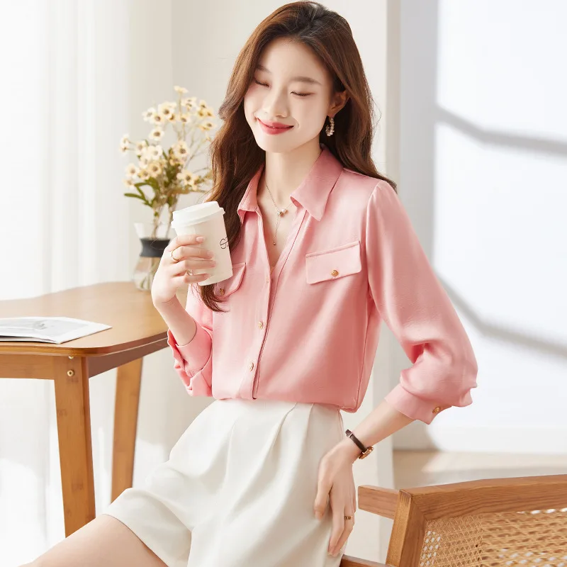 

Fashion Elegant Styles for Ladies Office Work Wear Blouses Shirts Long Sleeve Female Professional Tops Clothes S-3XL