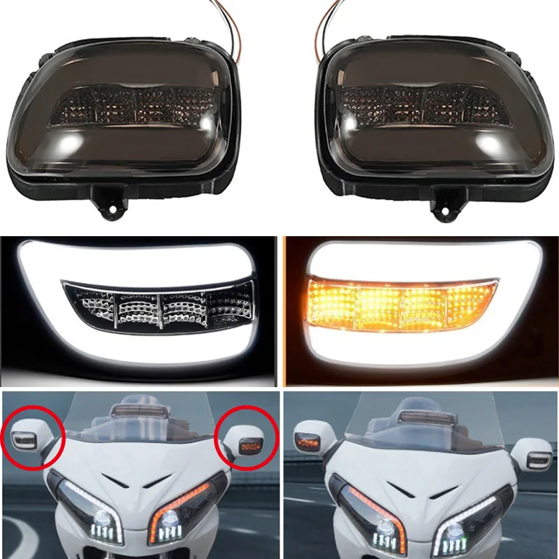 

1pair Motorcycle Indicators Turn Signal light Side Rear View Mirror turn Signal Fit For Honda Goldwing GL1800 2001-2017
