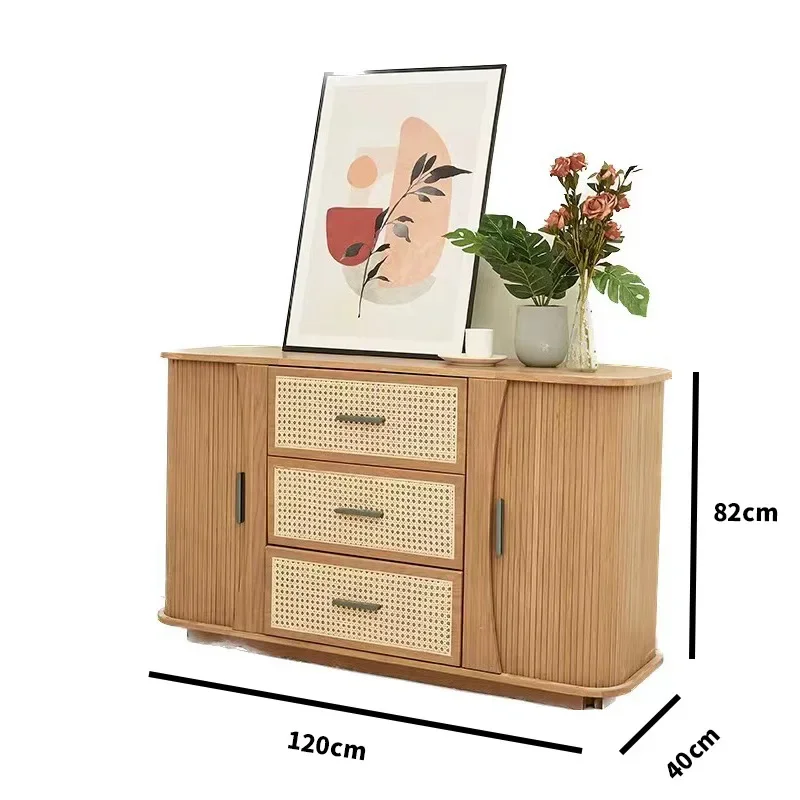

Nordic solid wood Japanese ash wood locker, integrated kitchen locker rattan cabinet