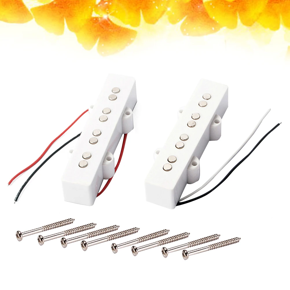 

4 String Bass Pickup Set Open Style V Magnets Replacement for Jazz Jb Bass Guitar Neck Bridge Pickups Wax Potted Noise