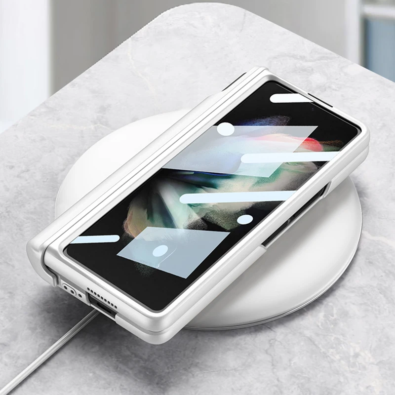 Magnetic Hinge Wrist Strap Case For Samsung Galaxy Z Fold 7 6 Cover With Screen Glass Pen Slot Hard For Galaxy Z Fold5 4 5G Case