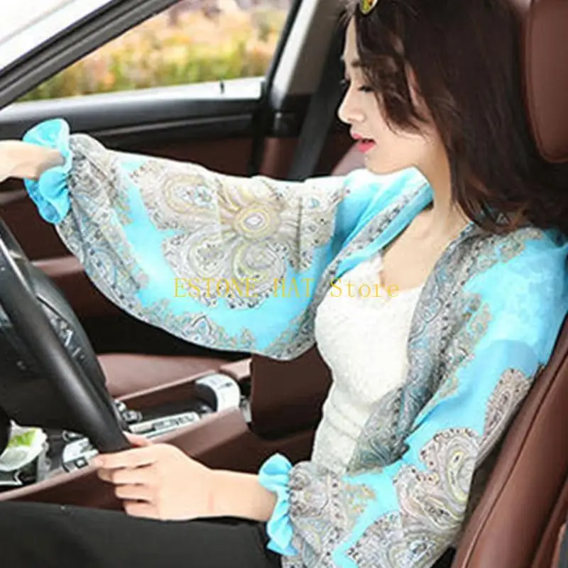 49MF Driving Traveling Sun Protective Shawl for Ladies Women Arm Cover Ultralight Breathable UV for Protection Cooling Sh