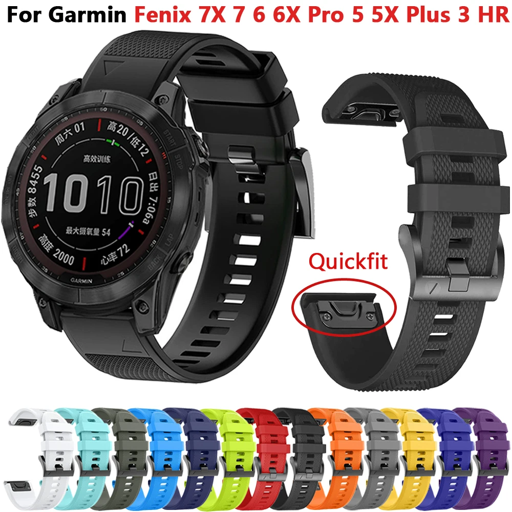 Pulseira de relógio Quickfit para Garmin Fenix, Pulseira de Silicone, Correia 6X, 6, 7, 7X Pro, 5X Plus, 3 HR, 945, Enduro, Epix Gen 2, MK1, MK2i,