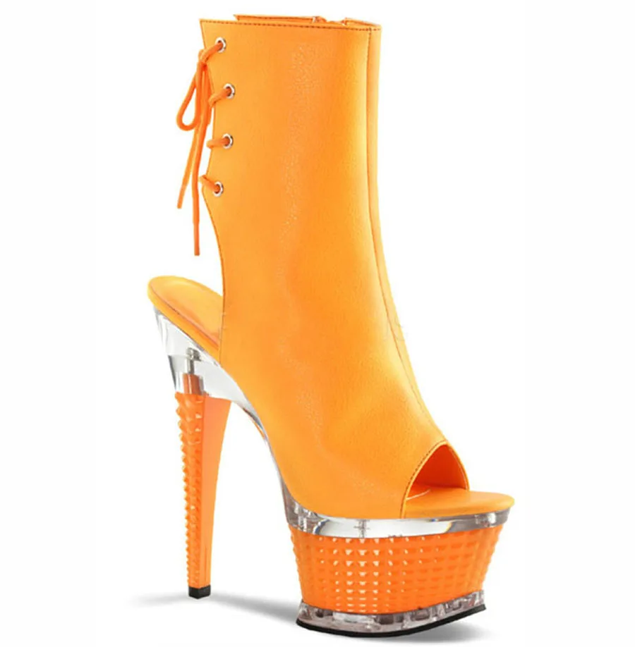 Sexy Summer Green Orange yellow Sandals Boots Peep Toe Combinated Platform High Heels Women Slingbacks Stage Ankle Boots