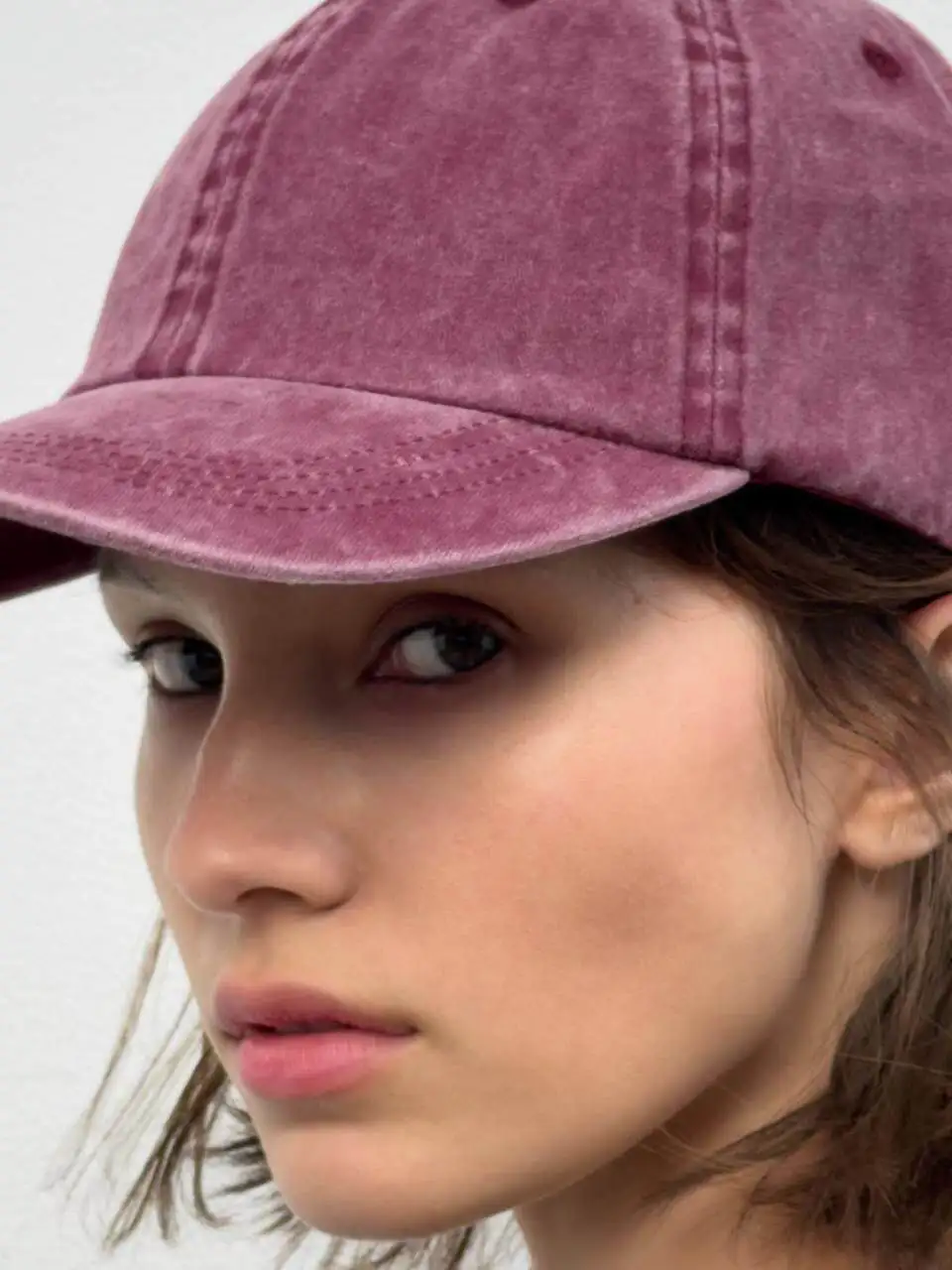 Spring Summer New Women's Fashion Washed Effect Gingham Simple Duckbill Cap Adjustable Unisex Plain Color Youth Hat