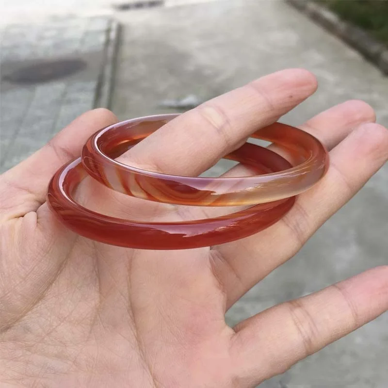 

Mai Chuang/ Natural Brazilian Agate 6-7mmBleached Red Flowers Women Bangles Personalized Fashion Gift for Mother and Girlfriend