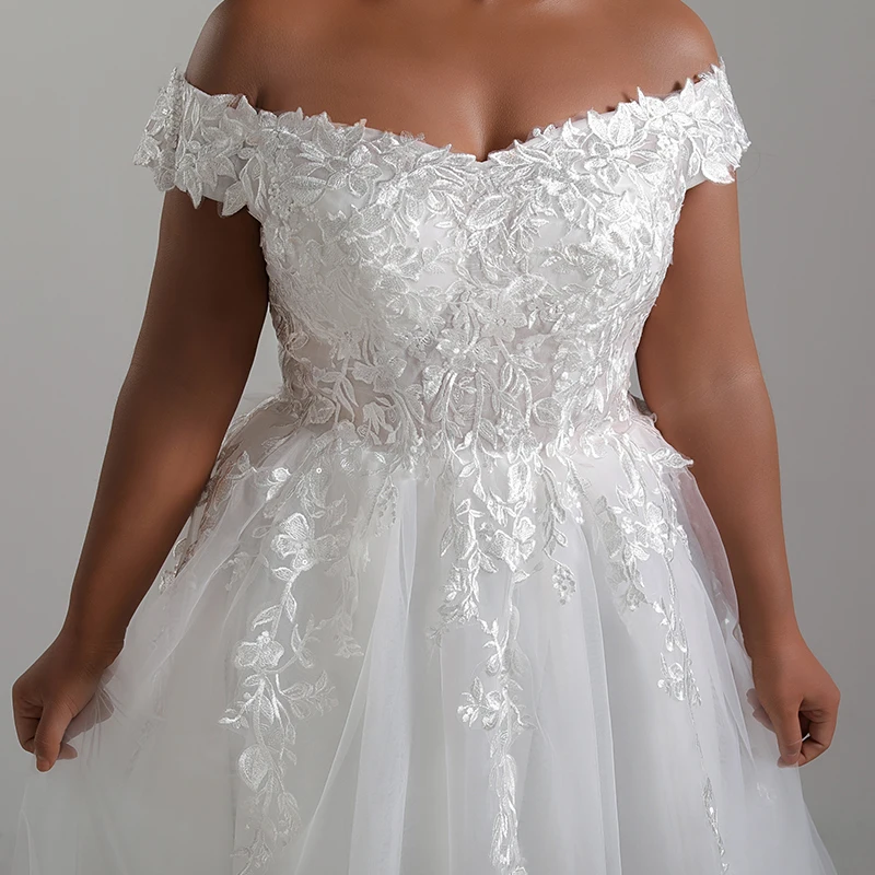 Vestido de casamento barco pescoço com apliques, vestido de noiva branco, casamento vestido luxuoso, vestidos elegantes