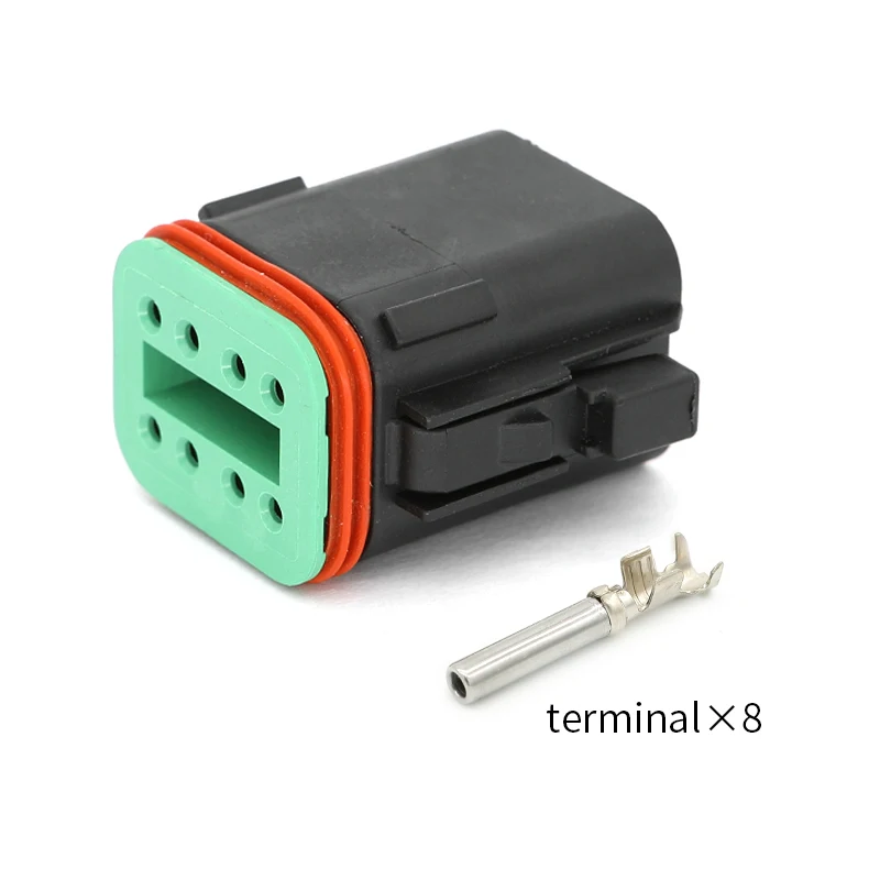 

DT06-8S-E004/ DT06-8SA-E004 DEUTSCH Car connector Male/Female Butt Male head 8 pin black with female terminal 1062-16-0122
