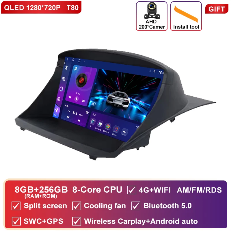 Autoradio Carplay Android Voor Ford Fiesta Mk 6/MK 7 2008-2019 Multimedia Video Player touchscreen Auto stereo Navigatie GPS