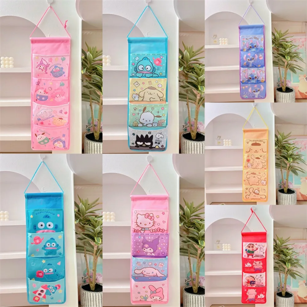 

Cute Creative Kawaii Girl Sanrio Wall HangingStorage Bag Cartoon Kuromi CinnamorollMulti-compartment Pochacco Bag Sundry Bag