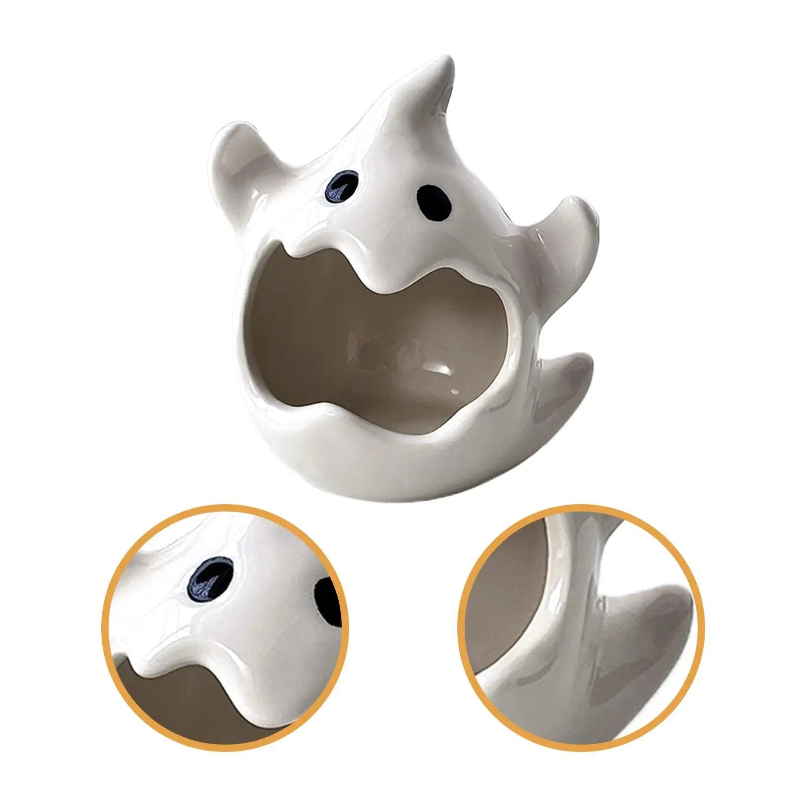 Ghost Figurine Ceramic Tealight Candle Holder Incense Burner for Halloween Home Decor Office Desk Entryway Key Tray Gift Idea