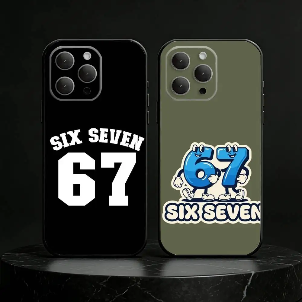 

Six Seven 67 Phone Case For iPhone 17,16,15,14,13,12,11 Plus,Pro Max,SE4Soft Silicone Black Cover