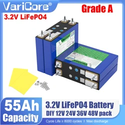VariCore 3.2V 55Ah LiFePO4 battery Lithium iron phosphate for 4s 12V 24V 3C Motorcycle Car Motor batteries Modification M6 Stud