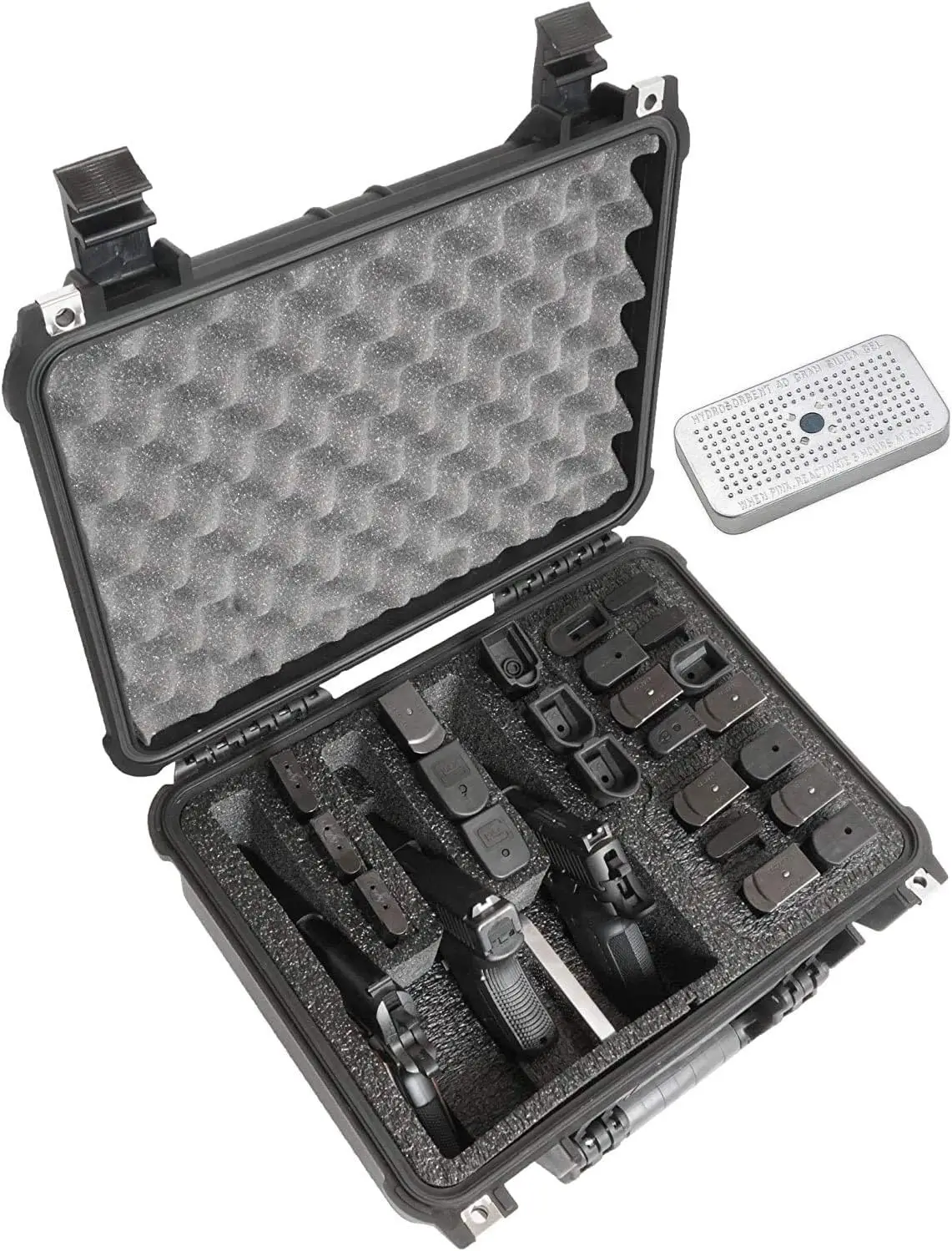 

Водонепроницаемый кейс для пистолетов с силикагелем, вмещает 3 пистолета и до 23 магазинов, предварительно нарезанный пенопласт для защиты