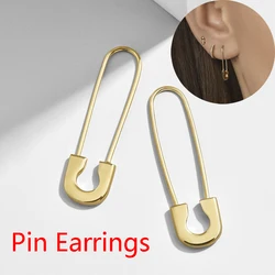 Pin Earrings Stylish Cartilage Earrings Punk Goth Safety for Women Men Girls Minimalist Simple Black Safety Pin Hoop Earrings