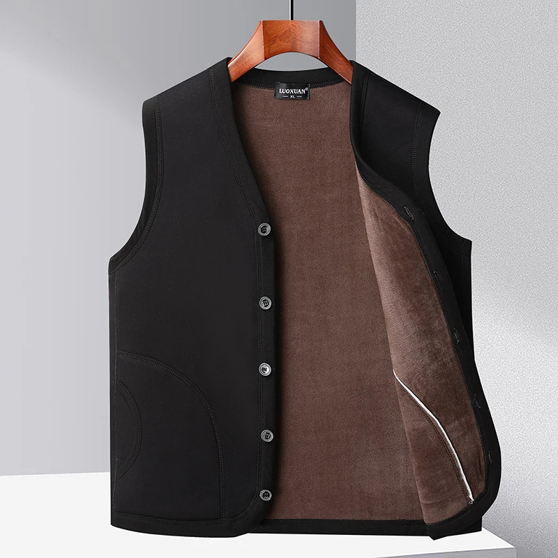 DIMUSI Winter Men's Vests Casual Man Fleece Warm Sleeveless Jackets Fashion V-Neck Outwear Thermal Fishing Waistcoats Clothing