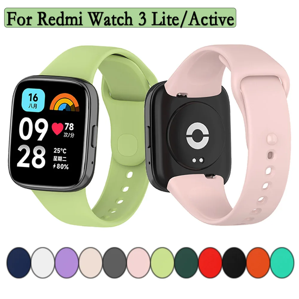 

Strap For Redmi Watch 3 Lite/Active Single Color Sport Band Soft Silicone Bracelet Watchband Replacement Correa