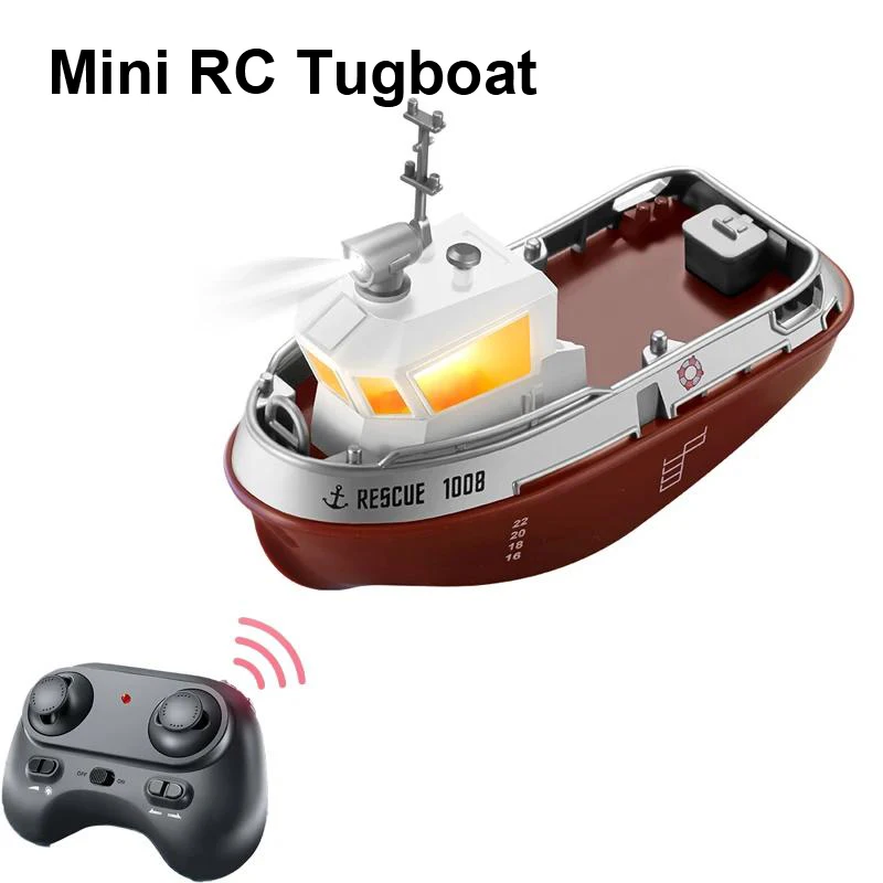 S820 RC 턱보트 미니 보트 2.4G 듀얼 모터 원격 제어 선박 전동 수상 모형 장난감 LED 조명 포함 크리스마스 선물용