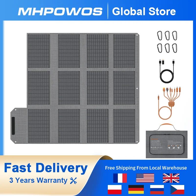 

MHPOWOS 120W/80W/40W Foldable Solar Panel USB Portable Battery Charger for Cell Phone Outdoor Waterproof Power Bank for Camping