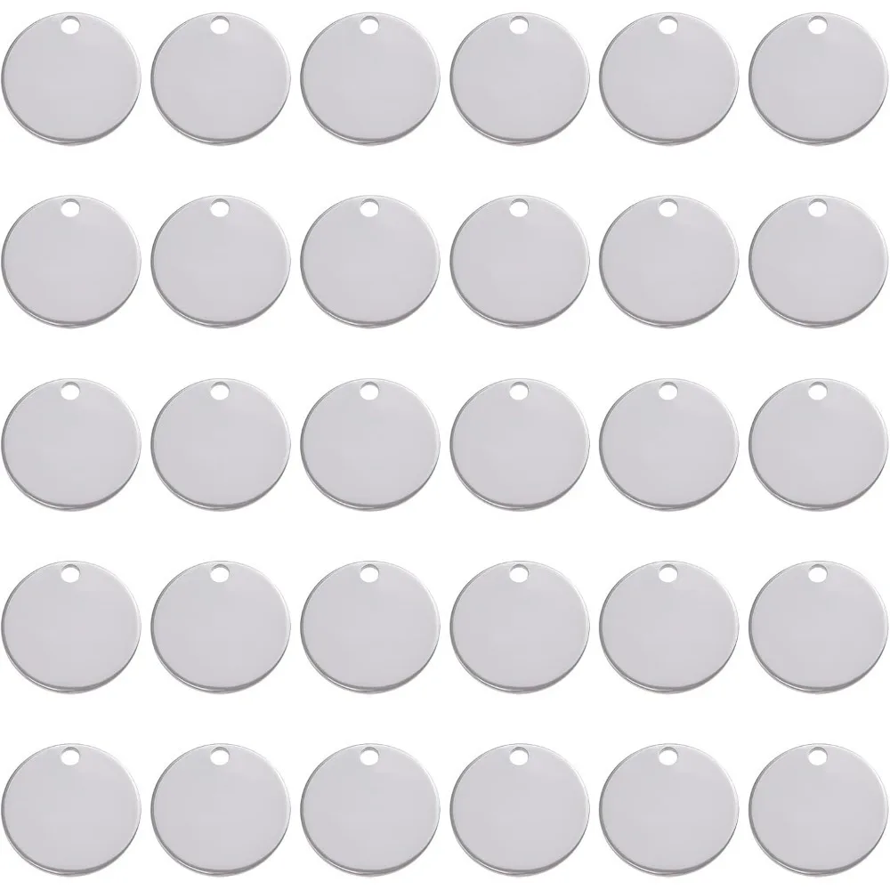 

30pcs Brass Stamping Blank Tag 20mm/0.78" Round Pendants Tag Dog Tag Blanks Coin Disc Charms for Keychain Name Plate Chore