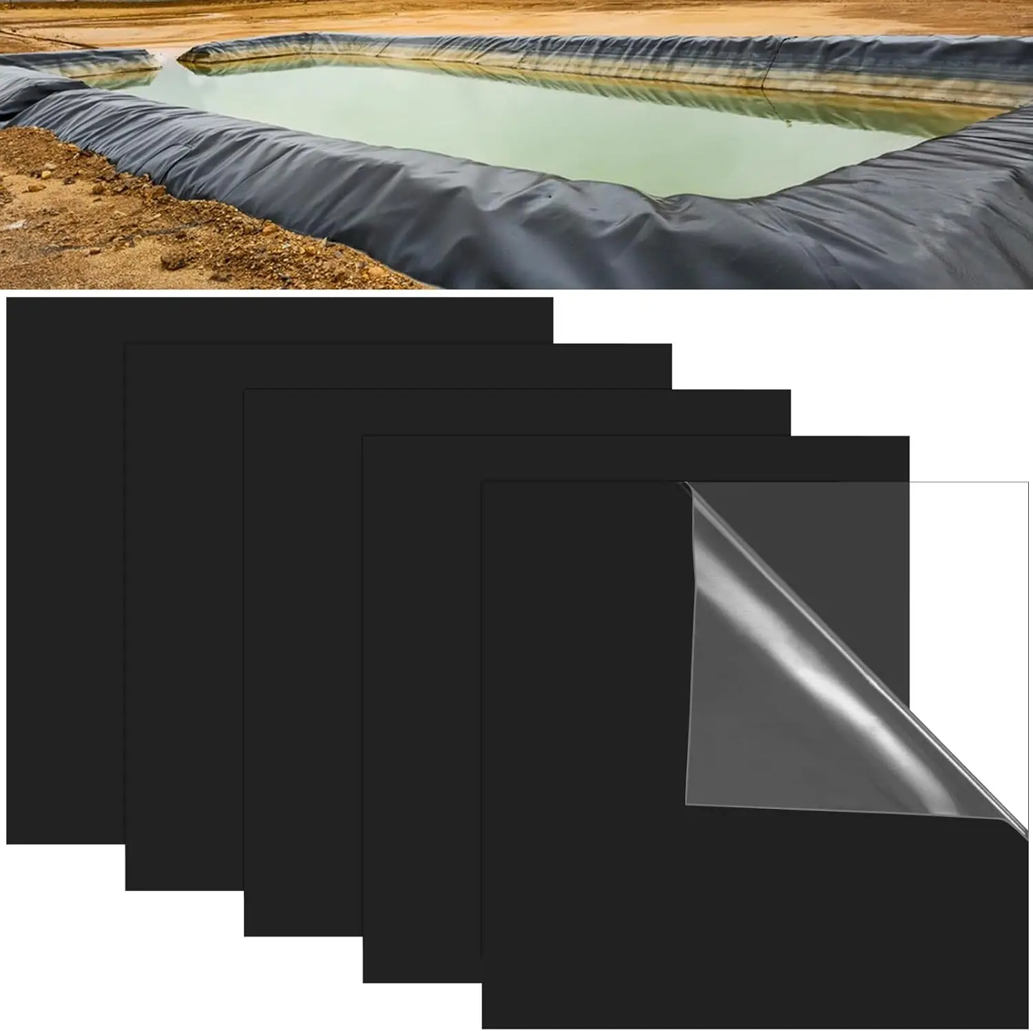 

Набор из 5 самоклеящихся ремонтных заплаток для прудового покрытия из EPDM, 8x8 дюймов, утолщенные, для сада