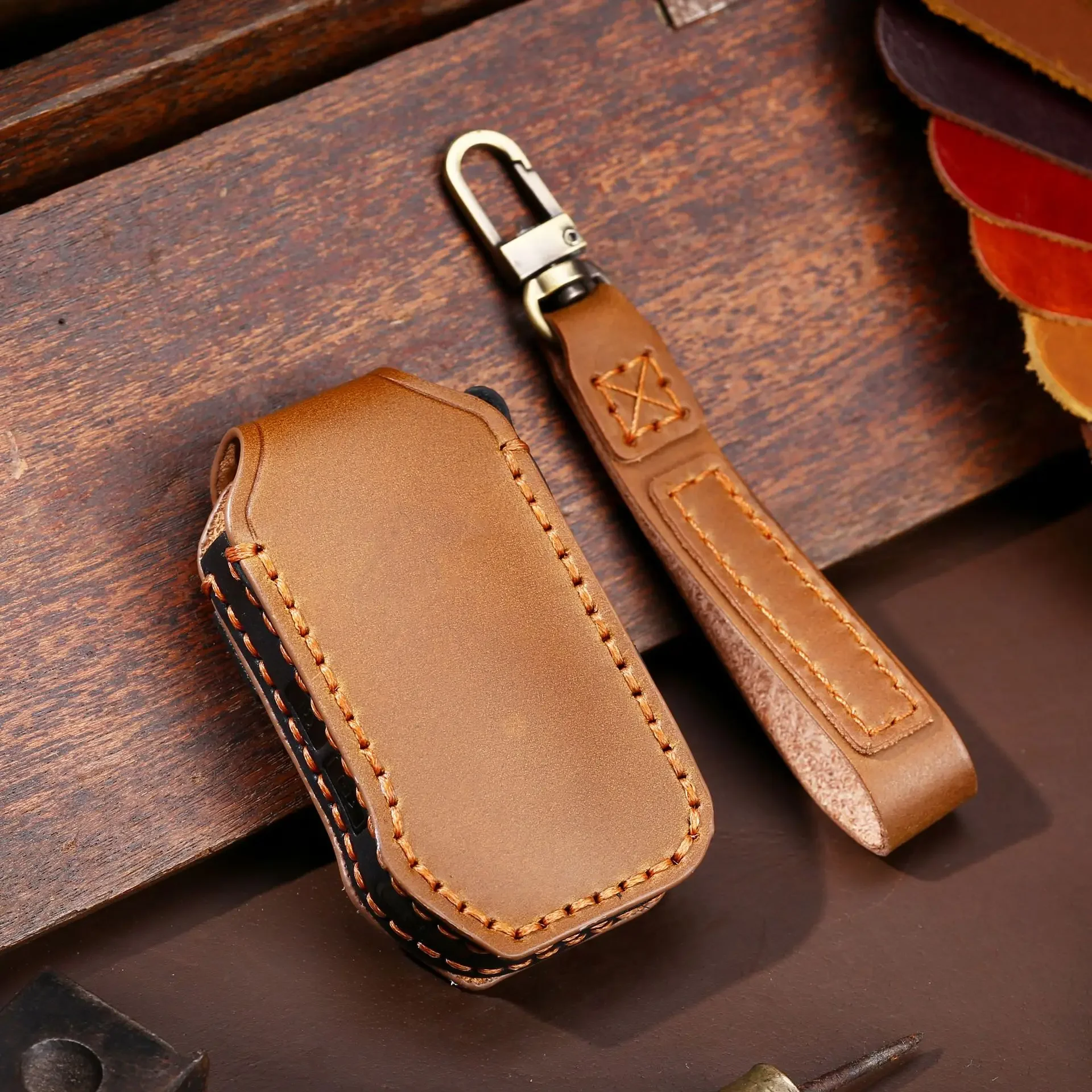 Leather Car Key Case Cover Accessories for Kia Sportage 2021 Ray Sorento Soul Telluride Cerato 2020 K5 K8 K3 KX3 KX7 Seltos 2022