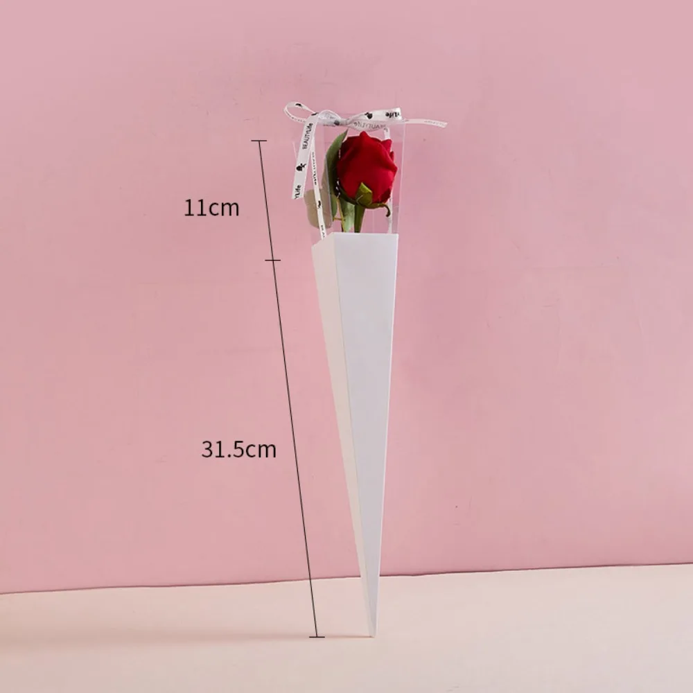 Boîte de Bouquet de fenêtre transparente pour la saint-valentin, 10 pièces, boîte d'art de fleur de Rose unique, présentoir de fenêtre en PVC, décor de fête