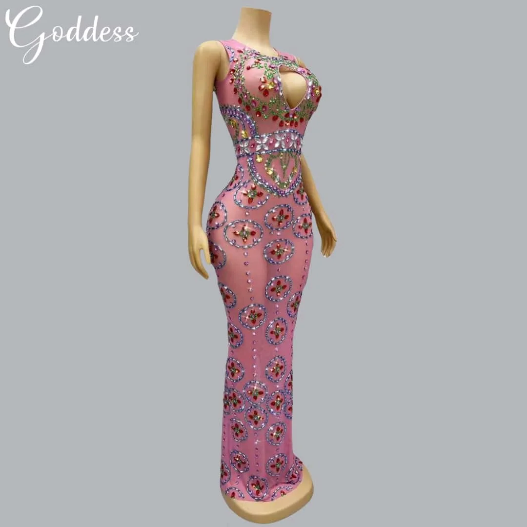 Slimming Barbie Pink Sexy Dress Sparkling Diamond Evening Dress Bar Club Performance Dress Birthday Party Hosting Banquet Dress