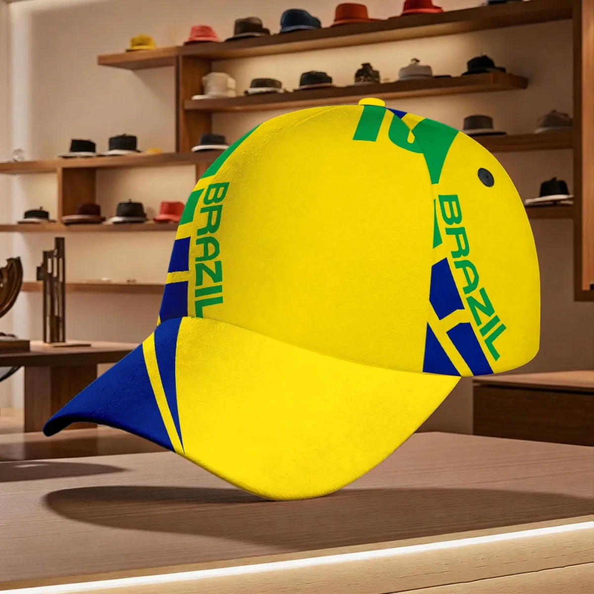1pc Brazil Flag Soccer Duckbill with Brazil Number 10 Print - All-Over Breathable, Multicolor Suitable for Summer